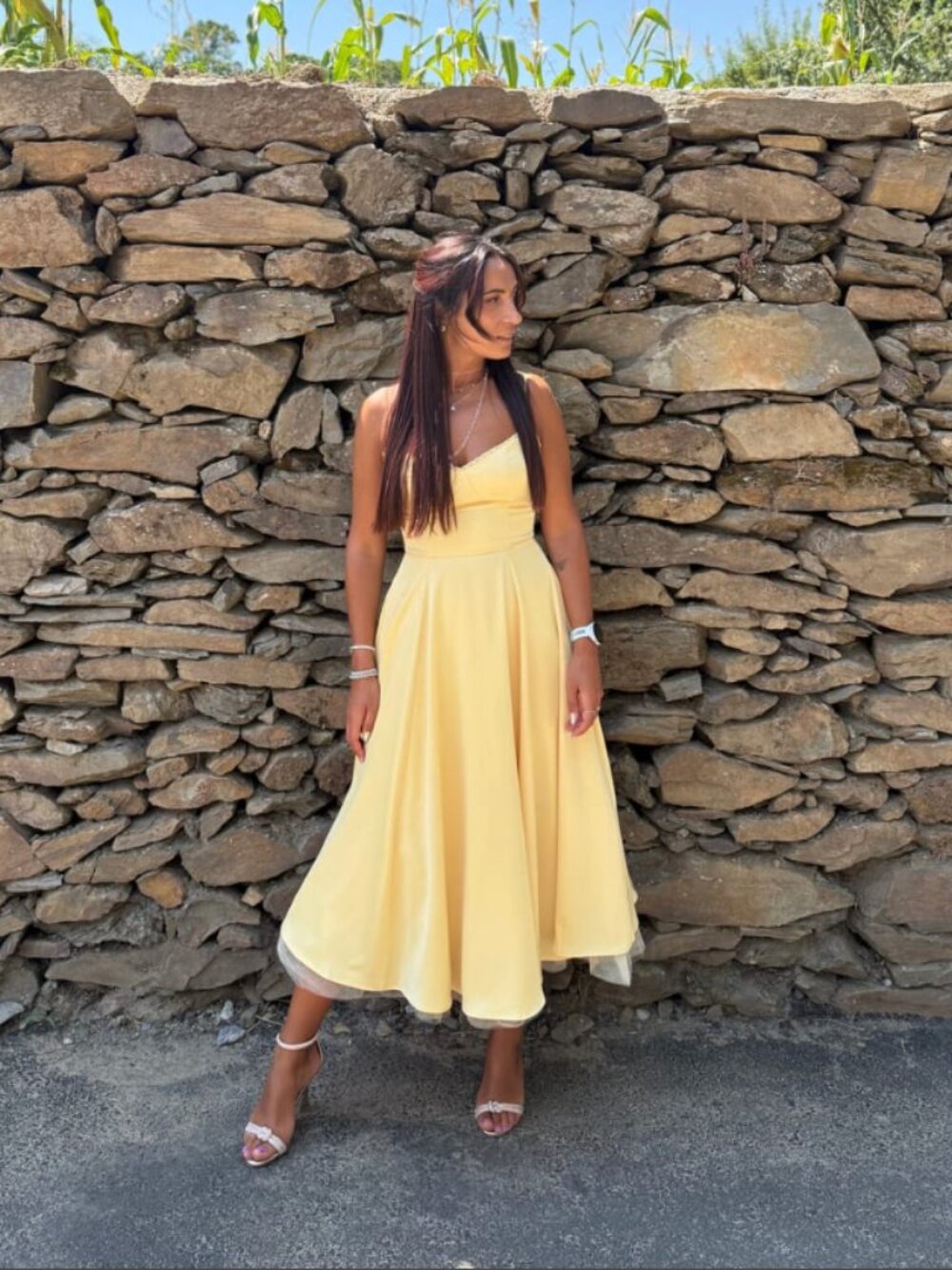 Beautiful and flattering light yellow dress | small/medium